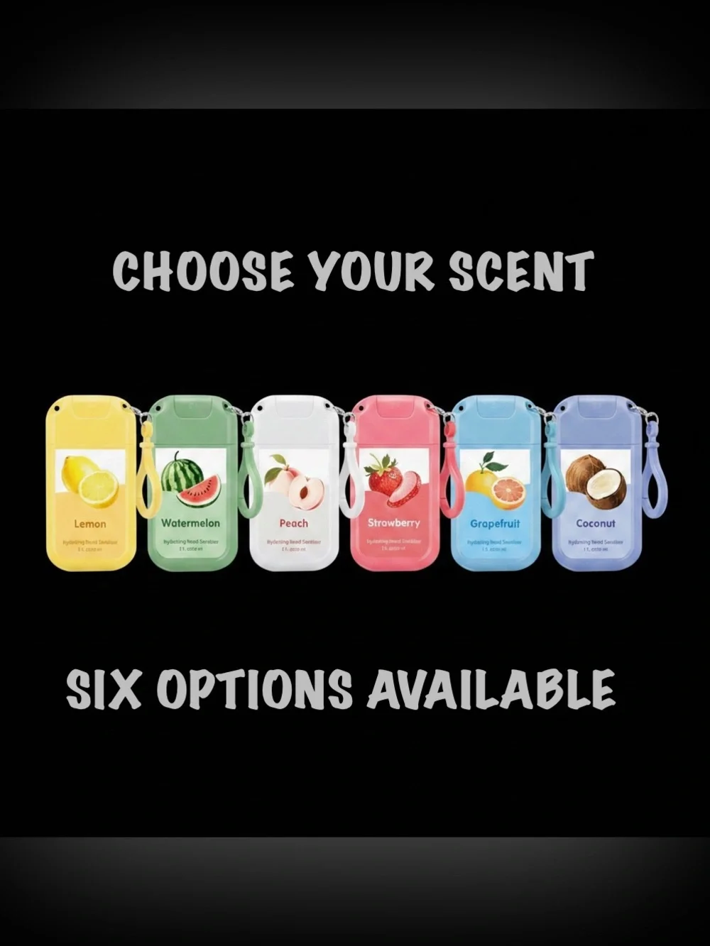 Fruit Scent Spray Hand Sanitizer Keychain Qty 1 - 6 Scent Options